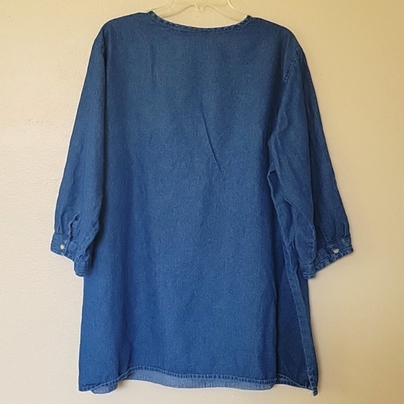 The Vermont Country Store Chambray Denim Split Neck Top - Size 3X - Picture 4 of 5